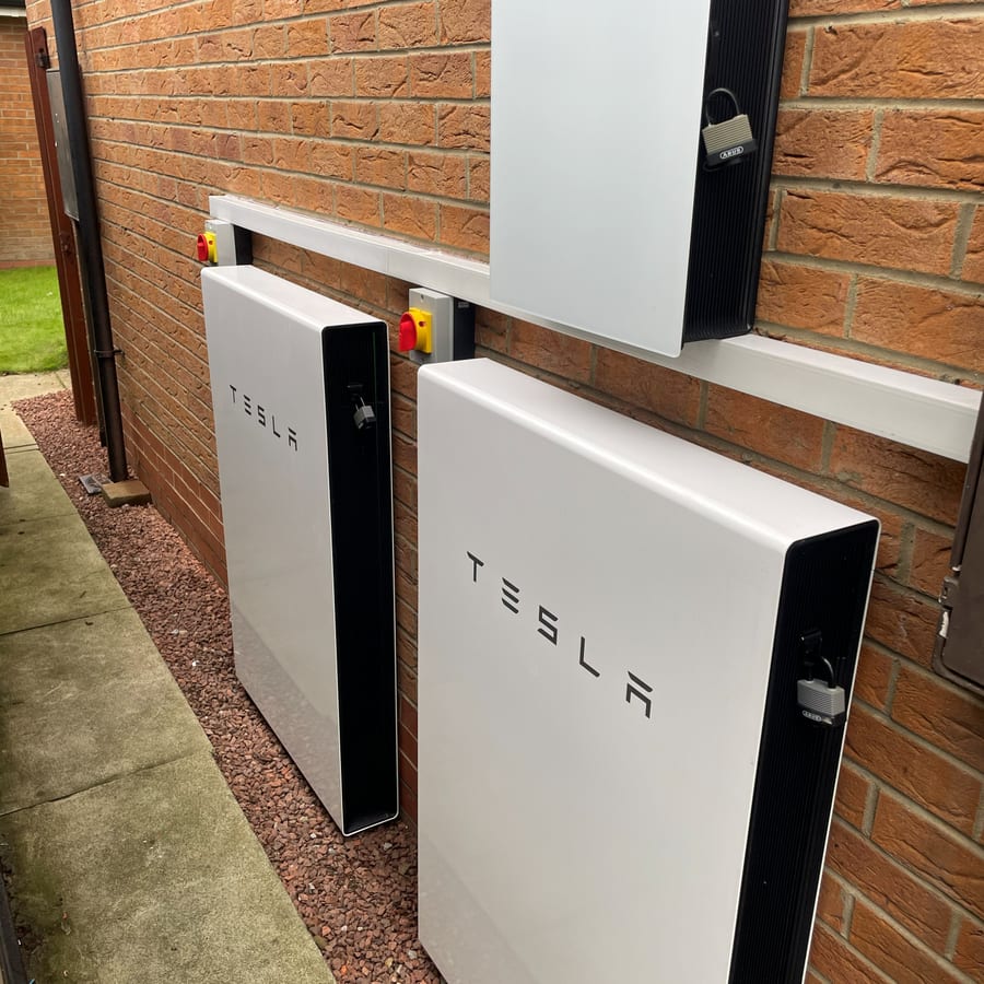 Tesla Powerwall batteries installed on a wall by G Smith Electrical